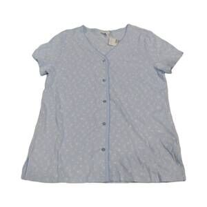 NEW CHARTER CLUB LUXURY women's short sleeves pajama top in sky blue